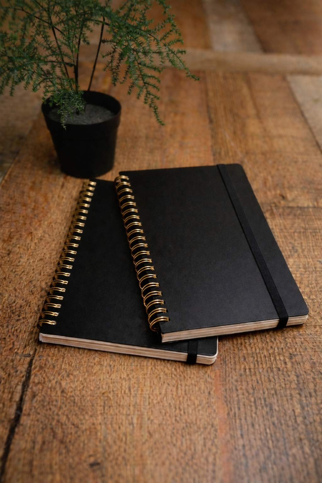 Masculine Black Spiral Journal with Pocket & Elastic Closure