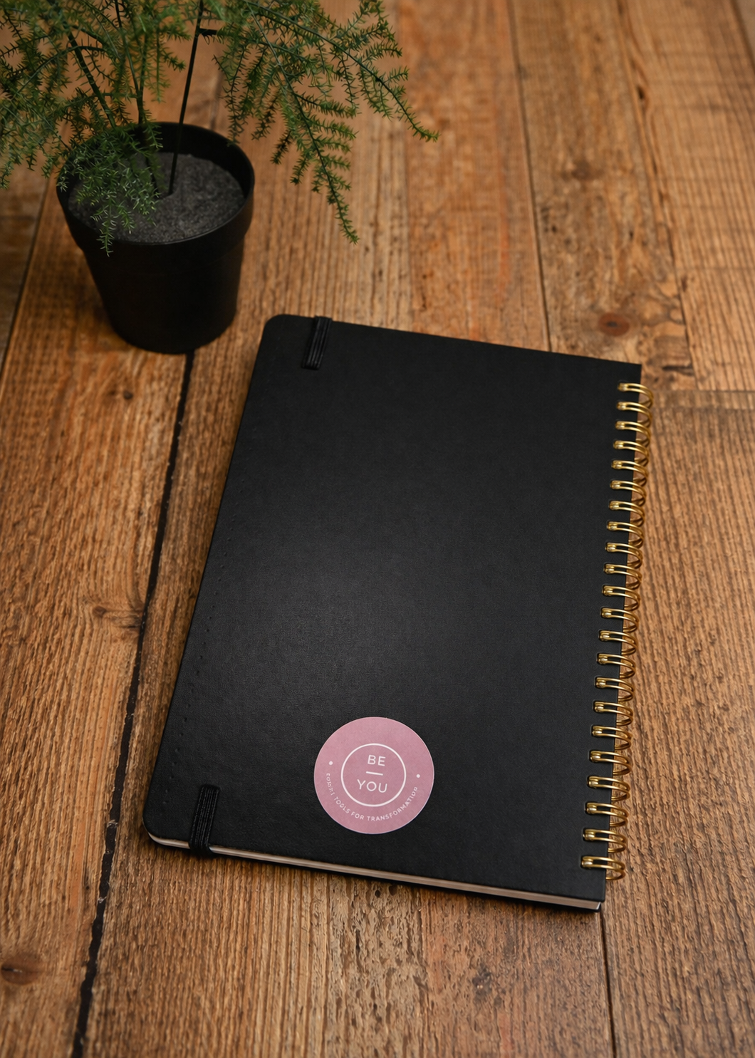 Masculine Black Spiral Journal with Pocket & Elastic Closure
