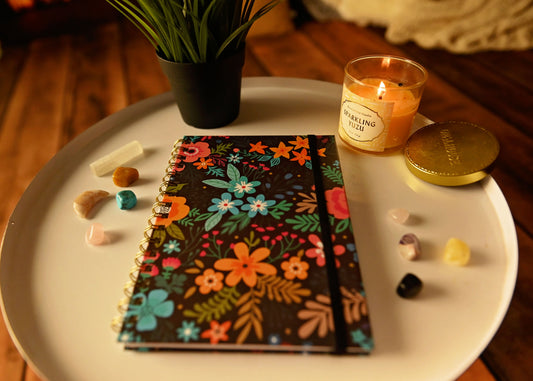 Feminine Floral Spiral Journal with Pocket & Elastic Closure