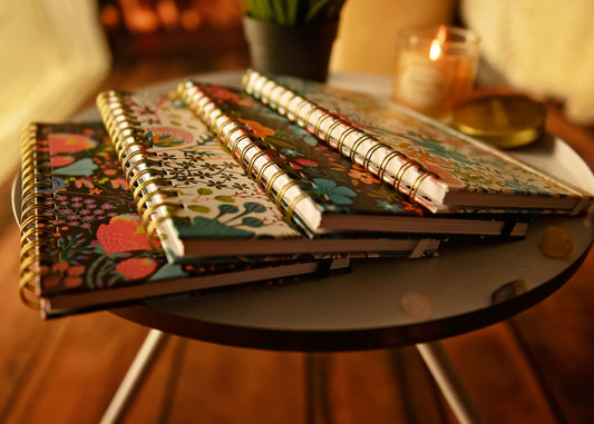 Feminine Floral Spiral Journal with Pocket & Elastic Closure