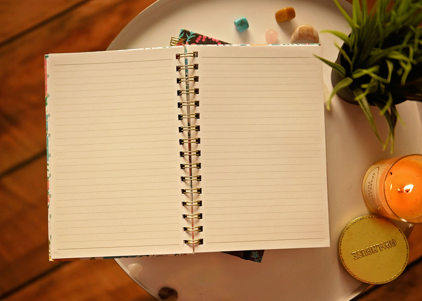 Feminine Floral Spiral Journal with Pocket & Elastic Closure