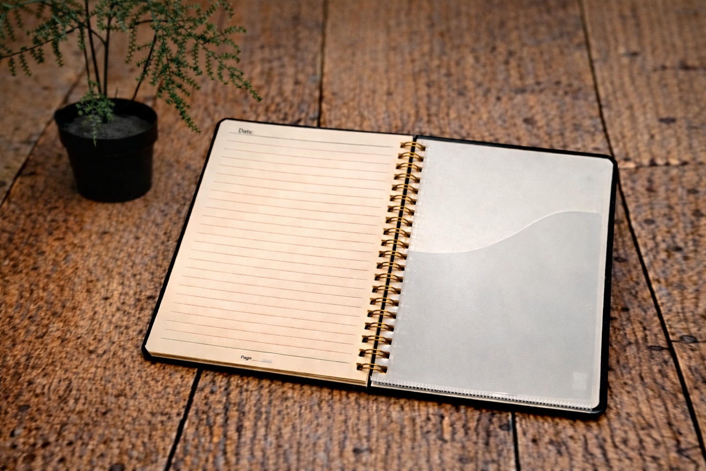 Masculine Black Spiral Journal with Pocket & Elastic Closure
